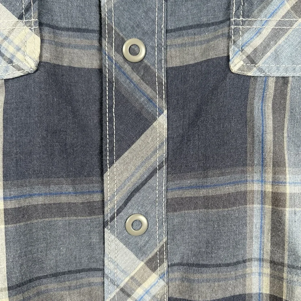 The North Face‎ Blue Plaid Snap Button Shirt Men's Size Medium Casual Outdoor